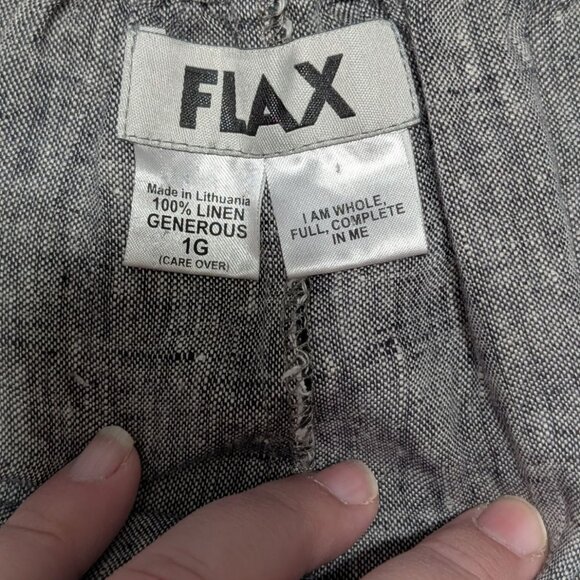 Flax Womens Generous 1G Gray Linen Elastic Waist Cropped Pants Pockets - Picture 2 of 12